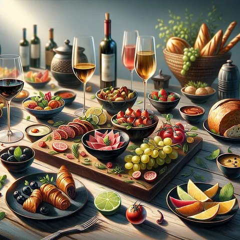 Realistic stock image of tapas on a table.