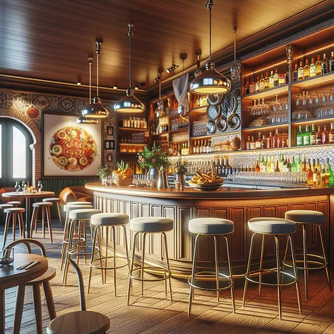 Realistic stock image of tapas bar interior.